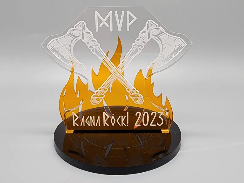 RagnaRock MVP trophy with crossed axes and flames